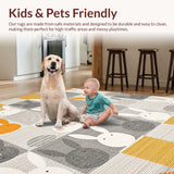 Ultra Soft Area Rug, Non Slip, Stain Resistant, Washable Area Rugs for Living Room, Bedroom, Lively Festive Bunny Pattern(Gray)