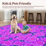 Ultra Soft Area Rug, Non Slip, Stain Resistant, Washable Area Rugs for Living Room, Bedroom, Artistic Girly Garden Style(Purple)