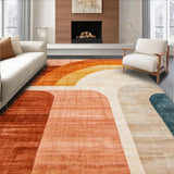 Ultra Soft Area Rug, Non Slip, Stain Resistant, Washable Area Rugs for Living Room, Bedroom, Terracotta Abstract Rainbow Motif(Brown)