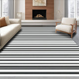 Ultra Soft Area Rug, Non Slip, Stain Resistant, Washable Area Rugs for Living Room, Bedroom, Modern Linear Geometry Rug with Alternating Narrow and Wide Black White Bands(Black)