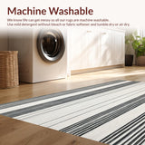 Ultra Soft Area Rug, Non Slip, Stain Resistant, Washable Area Rugs for Living Room, Bedroom, Sleek Dual Tone Striped Entry Rug with Crisp Black and White Linear Motifs(Gray)