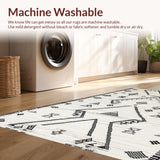 Ultra Soft Area Rug, Non Slip, Stain Resistant, Washable Area Rugs for Living Room, Bedroom, Contemporary Patterned Textured Beauty(White)