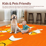 Ultra Soft Area Rug, Non Slip, Stain Resistant, Washable Area Rugs for Living Room, Bedroom, Cute Marine Creature Visual Appeal(Orange)