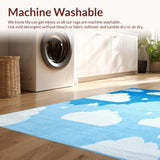 Ultra Soft Area Rug, Non Slip, Stain Resistant, Washable Area Rugs for Living Room, Bedroom, Serene Blue and White Fusion(Blue)