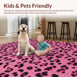 Ultra Soft Area Rug, Non Slip, Stain Resistant, Washable Area Rugs for Living Room, Bedroom, Trendy Pink Animal Print Plush Playroom Rug(Pink)