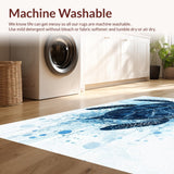 Ultra Soft Area Rug, Non Slip, Stain Resistant, Washable Area Rugs for Living Room, Bedroom, Blue Horizon Ocean Life Rug with Artistic Sea Turtle and Water Ripple Pattern(Blue)
