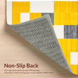 Ultra Soft Area Rug, Non Slip, Stain Resistant, Washable Area Rugs for Living Room, Bedroom, Contemporary Yellow Diamond Design(Yellow)