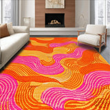 Ultra Soft Area Rug, Non Slip, Stain Resistant, Washable Area Rugs for Living Room, Bedroom, 1970s Inspired Colorful Swirls(Orange)