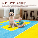 Ultra Soft Area Rug, Non Slip, Stain Resistant, Washable Area Rugs for Living Room, Bedroom, Charming Happy Face Interactive Design(Blue)