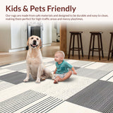 Ultra Soft Area Rug, Non Slip, Stain Resistant, Washable Area Rugs for Living Room, Bedroom, Contemporary Cream Geometric Statement(Beige)