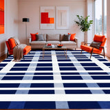 Ultra Soft Area Rug, Non Slip, Stain Resistant, Washable Area Rugs for Living Room, Bedroom, Living Room Stripe Rug Navy/White Stripes(Blue)