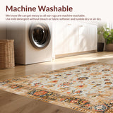 Ultra Soft Area Rug, Non Slip, Stain Resistant, Washable Area Rugs for Living Room, Bedroom, Elegant Distressed Floral Aesthetic(Beige)