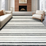 Ultra Soft Area Rug, Non Slip, Stain Resistant, Washable Area Rugs for Living Room, Bedroom, Contemporary Linear Design Area Rug(Black)