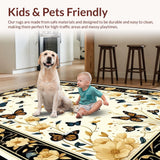 Ultra Soft Area Rug, Non Slip, Stain Resistant, Washable Area Rugs for Living Room, Bedroom, Sophisticated Bold Insect Imagery(Beige)