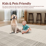 Ultra Soft Area Rug, Non Slip, Stain Resistant, Washable Area Rugs for Living Room, Bedroom, Trendy Urban Symmetrical Design(Beige)