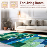 Ultra Soft Area Rug, Non Slip, Stain Resistant, Washable Area Rugs for Living Room, Bedroom, Humorous Rustic Nautical Theme(Green)