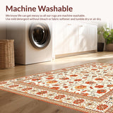 Ultra Soft Area Rug, Non Slip, Stain Resistant, Washable Area Rugs for Living Room, Bedroom, Rustic Warm Floral Tapestry Feel(Ivory)