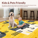 Ultra Soft Area Rug, Non Slip, Stain Resistant, Washable Area Rugs for Living Room, Bedroom, Charming Cartoon Cat Aesthetic(Yellow)
