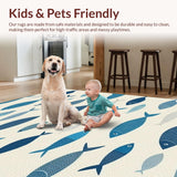 Ultra Soft Area Rug, Non Slip, Stain Resistant, Washable Area Rugs for Living Room, Bedroom, Charming Nautical Artistry Theme(Blue)