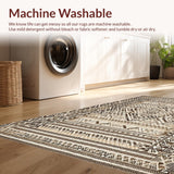 Ultra Soft Area Rug, Non Slip, Stain Resistant, Washable Area Rugs for Living Room, Bedroom, Rustic Geometric Earthy Elegance(Beige)