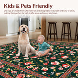 Ultra Soft Area Rug, Non Slip, Stain Resistant, Washable Area Rugs for Living Room, Bedroom, Rustic Faded Ornate Pattern(Green)