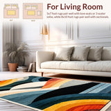 Ultra Soft Area Rug, Non Slip, Stain Resistant, Washable Area Rugs for Living Room, Bedroom, Bold Rainbow Spectrum Aesthetic(Orange)