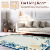 Ultra Soft Area Rug, Non Slip, Stain Resistant, Washable Area Rugs for Living Room, Bedroom, Oceanic Coral Reef Aesthetic(Beige)