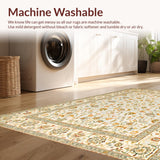 Ultra Soft Area Rug, Non Slip, Stain Resistant, Washable Area Rugs for Living Room, Bedroom, Rustic Distressed Botanical Design(Beige)