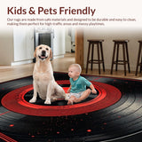 Ultra Soft Area Rug, Non Slip, Stain Resistant, Washable Area Rugs for Living Room, Bedroom, Dynamic Rhythm-themed Graphic(Black)