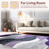 Ultra Soft Area Rug, Non Slip, Stain Resistant, Washable Area Rugs for Living Room, Bedroom, Elegant Tiled Grey Purple Harmony(Purple)