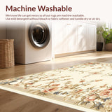 Ultra Soft Area Rug, Non Slip, Stain Resistant, Washable Area Rugs for Living Room, Bedroom, Floral Patterned Area Ivory Beige(Ivory)