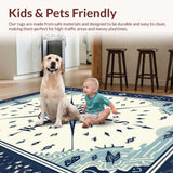 Ultra Soft Area Rug, Non Slip, Stain Resistant, Washable Area Rugs for Living Room, Bedroom, Vibrant Nautical Themed Décor(Blue)