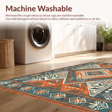 Ultra Soft Area Rug, Non Slip, Stain Resistant, Washable Area Rugs for Living Room, Bedroom, Artful Abstract Trellis Composition(Orange)