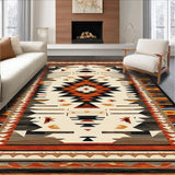 Ultra Soft Area Rug, Non Slip, Stain Resistant, Washable Area Rugs for Living Room, Bedroom, Cultural Vibrant Tribal Motif(Orange)