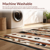 Ultra Soft Area Rug, Non Slip, Stain Resistant, Washable Area Rugs for Living Room, Bedroom, Vibrant Ethnic Tiled Design(Brown)