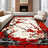 Ultra Soft Area Rug, Non Slip, Stain Resistant, Washable Area Rugs for Living Room, Bedroom, Minimalist Soft Tone Floral Pattern(Red)