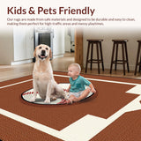 Ultra Soft Area Rug, Non Slip, Stain Resistant, Washable Area Rugs for Living Room, Bedroom, Rustic Vintage Baseball Motif(Brown)