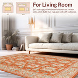 Ultra Soft Area Rug, Non Slip, Stain Resistant, Washable Area Rugs for Living Room, Bedroom, Vivid Herringbone Patterned Elegance(Orange)