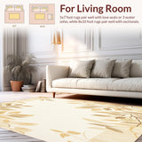 Artisan Leaf Motif Area Non Slip Decorative Duo(Beige)