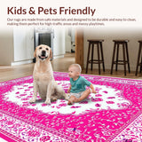 Ultra Soft Area Rug, Non Slip, Stain Resistant, Washable Area Rugs for Living Room, Bedroom, Lively Soft Pink Whirl Patterns(Pink)
