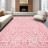 Ultra Soft Area Rug, Non Slip, Stain Resistant, Washable Area Rugs for Living Room, Bedroom, Rustic Textured Print with a Cozy Vibe(Pink)