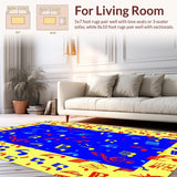 Ultra Soft Area Rug, Non Slip, Stain Resistant, Washable Area Rugs for Living Room, Bedroom, Lively Multicolor Acoustic Pattern(Yellow)