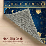 Ultra Soft Area Rug, Non Slip, Stain Resistant, Washable Area Rugs for Living Room, Bedroom, Radiant Celestial Inspired Artwork(Blue)