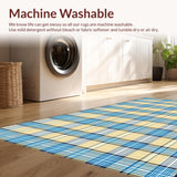 Elegant Blue Tone Checkered Fabric(Beige)