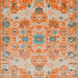 Ultra Soft Area Rug, Non Slip, Stain Resistant, Washable Area Rugs for Living Room, Bedroom, Sophisticated Transitional Floral Fusion(Orange)