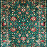 Ultra Soft Area Rug, Non Slip, Stain Resistant, Washable Area Rugs for Living Room, Bedroom, Chic Vintage Floral Symmetry(Blue)