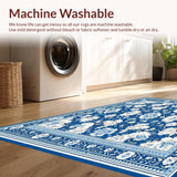 Ultra Soft Area Rug, Non Slip, Stain Resistant, Washable Area Rugs for Living Room, Bedroom, Floral Area Vintage(Blue)