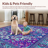 Ultra Soft Area Rug, Non Slip, Stain Resistant, Washable Area Rugs for Living Room, Bedroom, Vibrant Paisley Design Area Rug(Purple)
