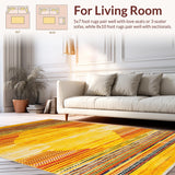 Ultra Soft Area Rug, Non Slip, Stain Resistant, Washable Area Rugs for Living Room, Bedroom, Contemporary Round Floral Motif(Yellow)