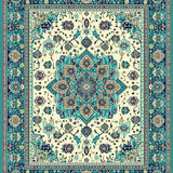 Ultra Soft Area Rug, Non Slip, Stain Resistant, Washable Area Rugs for Living Room, Bedroom, Colorful Boho Chic Geometric Medallion Area(White)